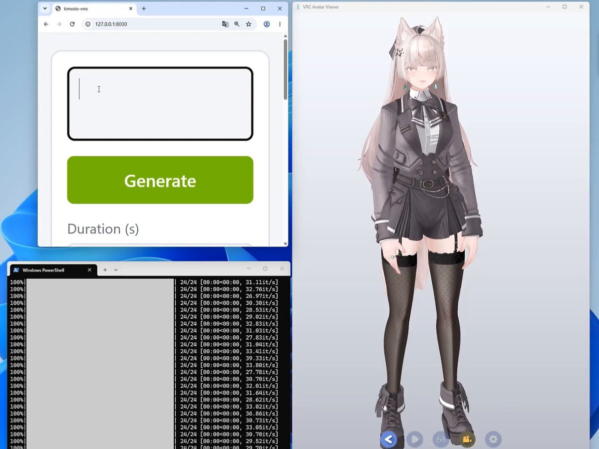 kimodo.cpp is live. NVIDIA's Kimodo, the best AI animation model right now, running natively on CPU or Vulkan. Type a sentence, get character animation, locally on your own machine. Before, you needed the whole PyTorch and CUDA stack standing up before you could generate a single motion. Now it is a native C++/GGML build that loads GGUF models and comes with a local web demo. No Python environment to fight. It gives you SMPL-X, and from there you retarget onto pretty much any skeleton you want, like Mixamo. Great piece of work Richard Palethorpe