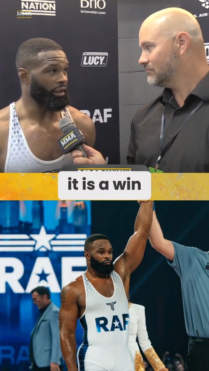 Tyron Woodley invites Joaquin Buckley to train with him after #RAF12: "I can help you get there, brother. Duke Roufus, bless his soul, was like, 'I'm not your striking coach, I'm your winning coach. I know I can do that for Joaquin." (🎥: @mikeHeck_JR)