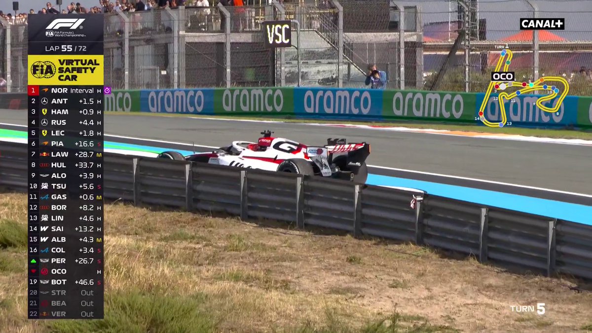 Drapeau jaune suite à l’arrêt d’Ocon sur la piste ⚠️ #DutchGP #F1
