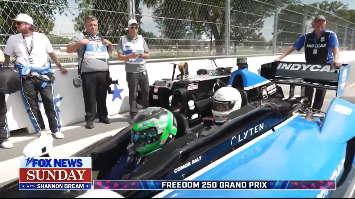 WATCH: IndyCar drive Conor Daly gives Shannon Bream the ride of her life on the Freedom 250 Grand Prix track.