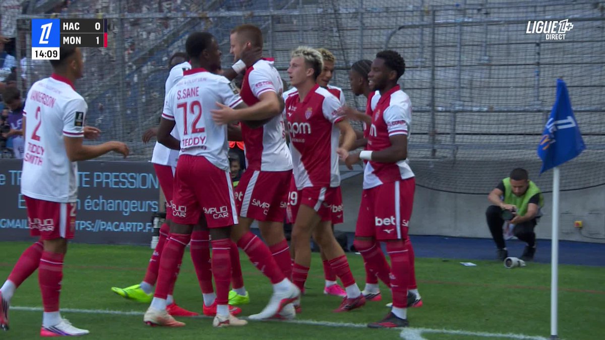 Le coup de casque d'Éric Dier 🪖💥 L'AS Monaco 🇲🇨 ouvre le score face au HAC ! #HACASM