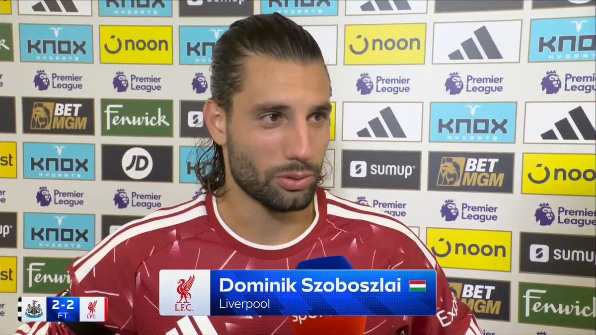 "I didn't even hear the whistle of the ref" 😅 Dominik Szoboszlai on the pressure he felt during his 99th minute penalty against Newcastle.