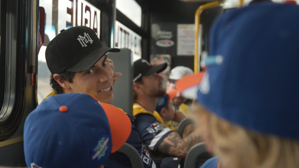 Imagine taking a bus ride and Christian Yelich is just there 😭 #LittleLeagueClassic