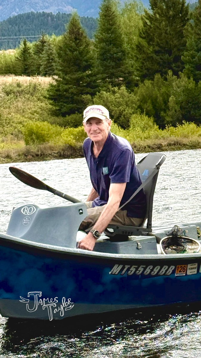 A rare day off, drifting on a river in Montana. Enjoying a little catch &amp; release fly fishing before the tour starts up again at Wolf Trap on Aug 30! #JT #JamesTaylor #2026Tour #FlyFishing