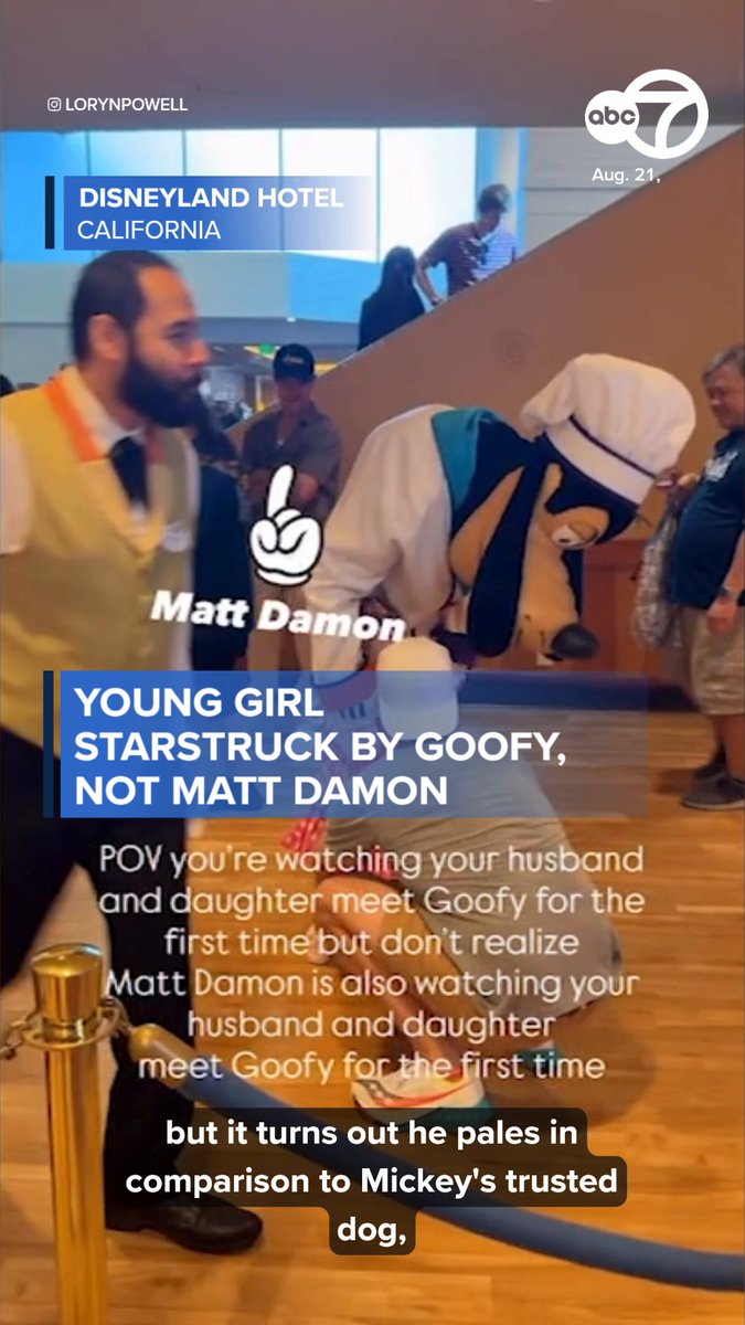 Nothing is better than meeting Goofy, not even Matt Damon! A family looked back at a video they took at Disneyland Hotel, only to realize "The Odyssey" star was watching their daughter's sweet interaction.