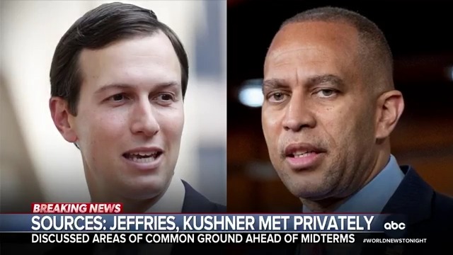 Jared Kushner met with Hakeem Jeffries as the midterm elections loom, seeking common ground between the White House and Democrats, according to sources. It comes as the U.S.-Canada trade war escalates. Steven Portnoy reports.