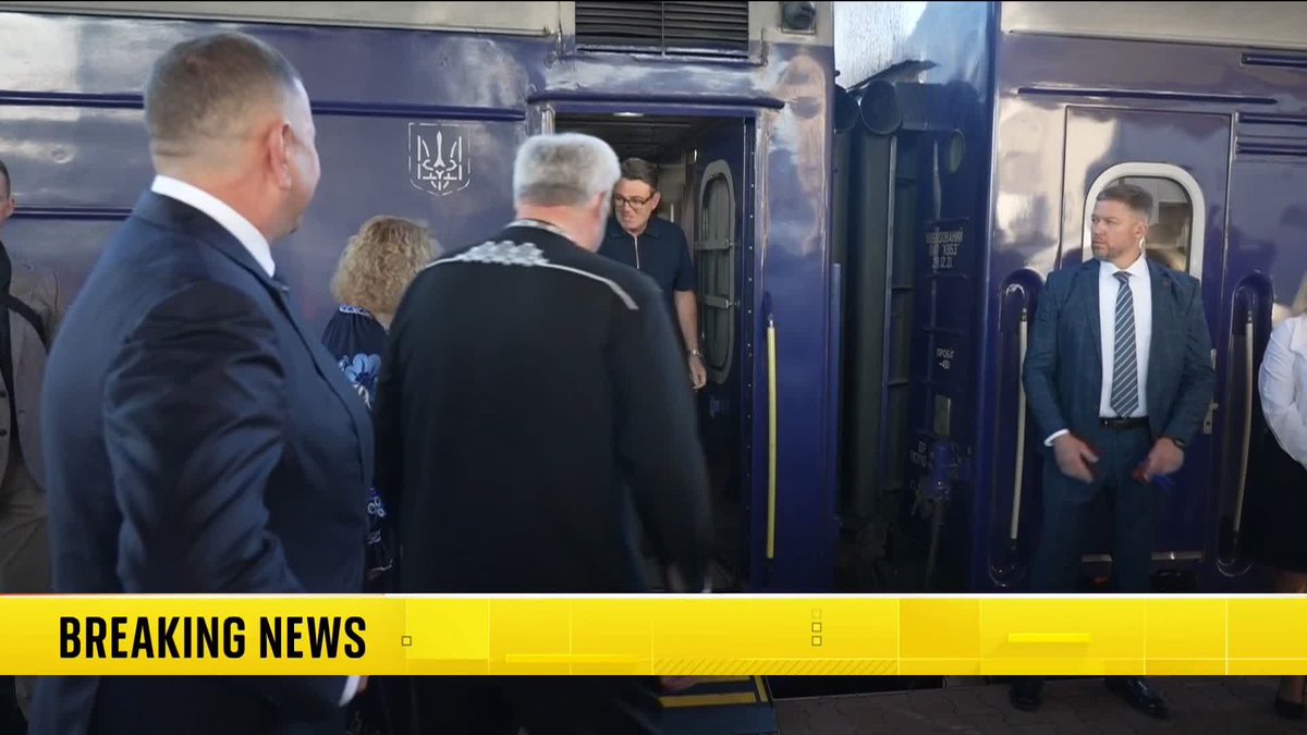 Andy Burnham arrives in Kyiv on his first international trip as PM and greets Andrii Sybiha, Ukraine's Foreign Minister. Later, Burnham will chair his first meeting with the Coalition of the Willing. Live blog: