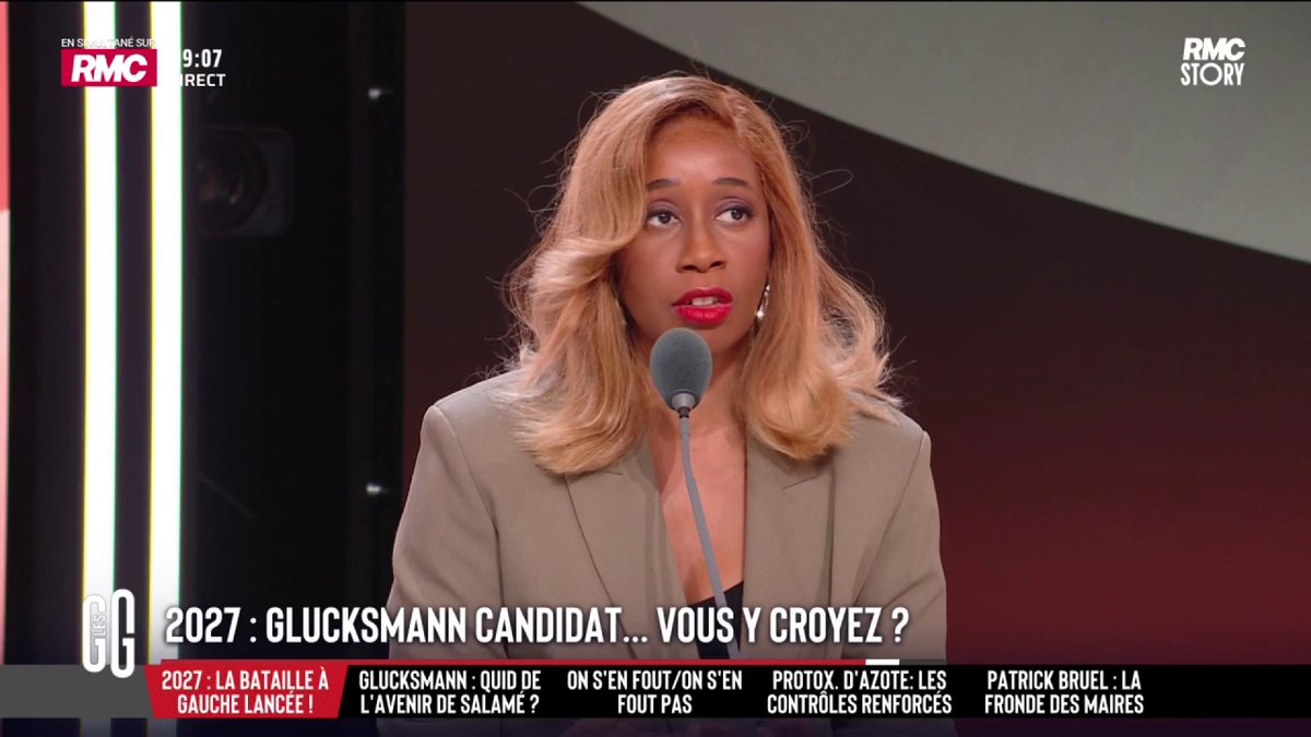 🇫🇷 Glucksmann candidat : "C'est un non-événement." 🗣️ Joëlle Dago-Serry : "La seule chose à laquelle j'ai pensé, c'est qu'il va mettre sa femme au chômage pour faire 3%." #GGRMC