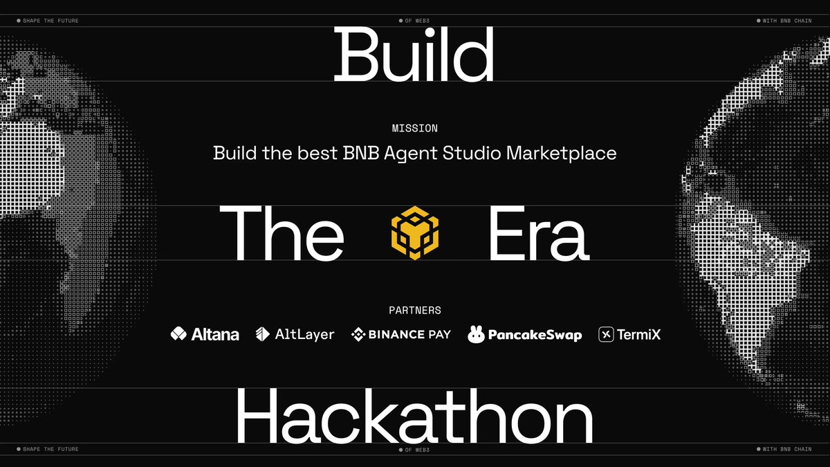 Submissions for Build the Era close Sep 9. Build the marketplace where AI agents on BNB Smart Chain get found, compared and hired. $40,000+ in prizes, and the winning build could become the official BNB Agent Studio marketplace 👇
