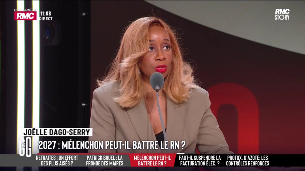 🇫🇷 2027 : Mélenchon peut-il battre le RN ? 🗣️ Joëlle Dago-Serry : "Mélenchon sait s'entourer. Il n'a pas peur de faire monter les jeunes. Et il a enclenché une dynamique. Il devrait donner des cours aux Républicains et au PS pour leur montrer ce qu'est une campagne." #GGRMC