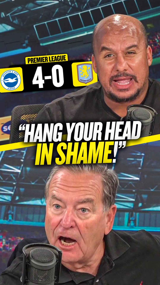 🤦♂️ "Gabby... hang your head in shame!" 🤫 "Gives it out but can't take it!" Jeff Stelling calls out Gabby Agbonlahor as he fails to make an appearance on talkSPORT after #AVFC's 4-0 loss at #BHAFC! 👀🤣