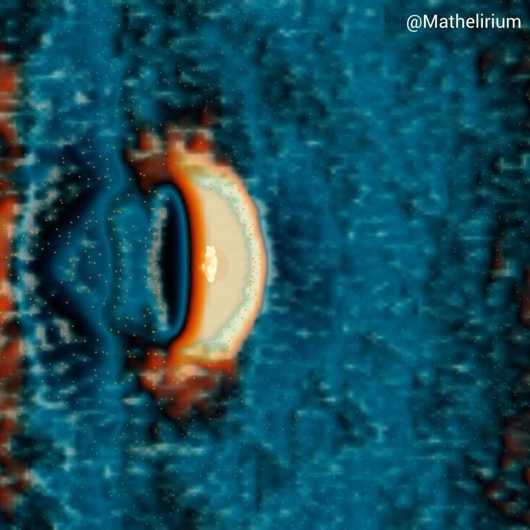 An intense pulse of laser light enters a plasma and what follows is almost unbelievable. The laser pushes plasma electron aside, carving out a charged cavity. As the plasma rushes back, it creates an electric wake that can trap and accelerate another bunch of electrons. This is known as Laser Wakefield Acceleration (LWFA) and is being explored for future accelerator Physics. For this animation, we used a reduced particle-in-cell (PIC) method, coupling particle motion to the self-consistent plasma field on a computational mesh.