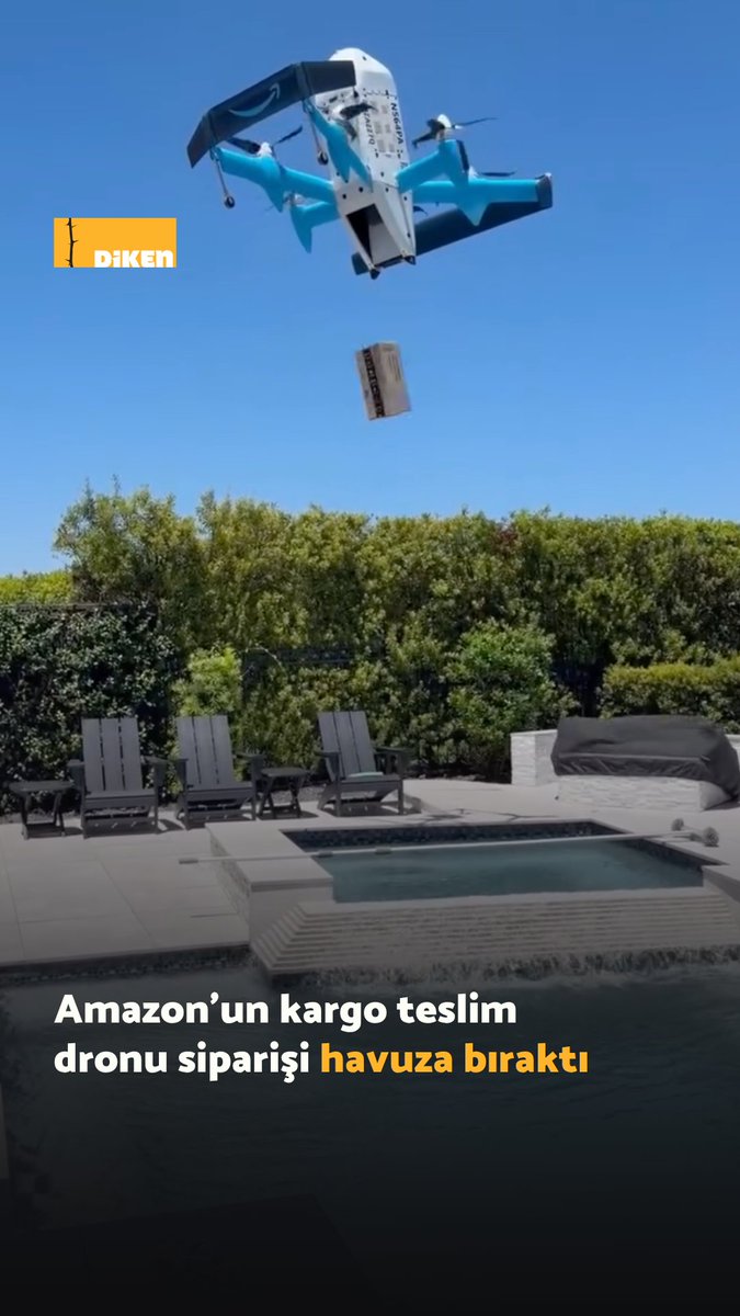 ABD’de Amazon kargo teslim dronu, bir kadının siparişini havuza bıraktı. Video: Lindsey Austen - Storyful