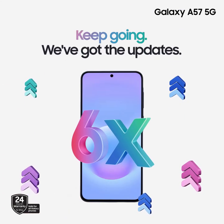 A smart choice ages well. The GalaxyA57 5G is built to last, with 6 generations of OS upgrades and 6 years of security updates. Learn more: AwesomeIntelligence OwnYourAwesome