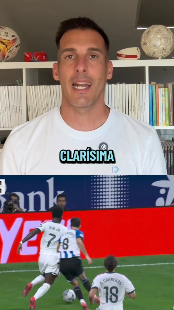 La simulació de Vini Jr. contra l’RCD Espanyol de Barcelona és claríssima. I Cala també havia de veure la segona groga Real Madrid C.F. Però cap dels dos acaba expulsat. Quan l’àrbitre sap que una decisió pot provocar una tempesta mediàtica, afectar valoracions i condicionar la seva carrera, deixa de decidir amb llibertat. Això és el més greu: por, pleitesia i un sistema arbitral que no protegeix qui aplica el reglament, sinó qui evita problemes 🫣El Partidazo de COPE El Larguero Tiempo de Juego Mundo Deportivo Diario SPORT ElNacional.cat L'Esportiu de Catalunya Tota la Info a 👇