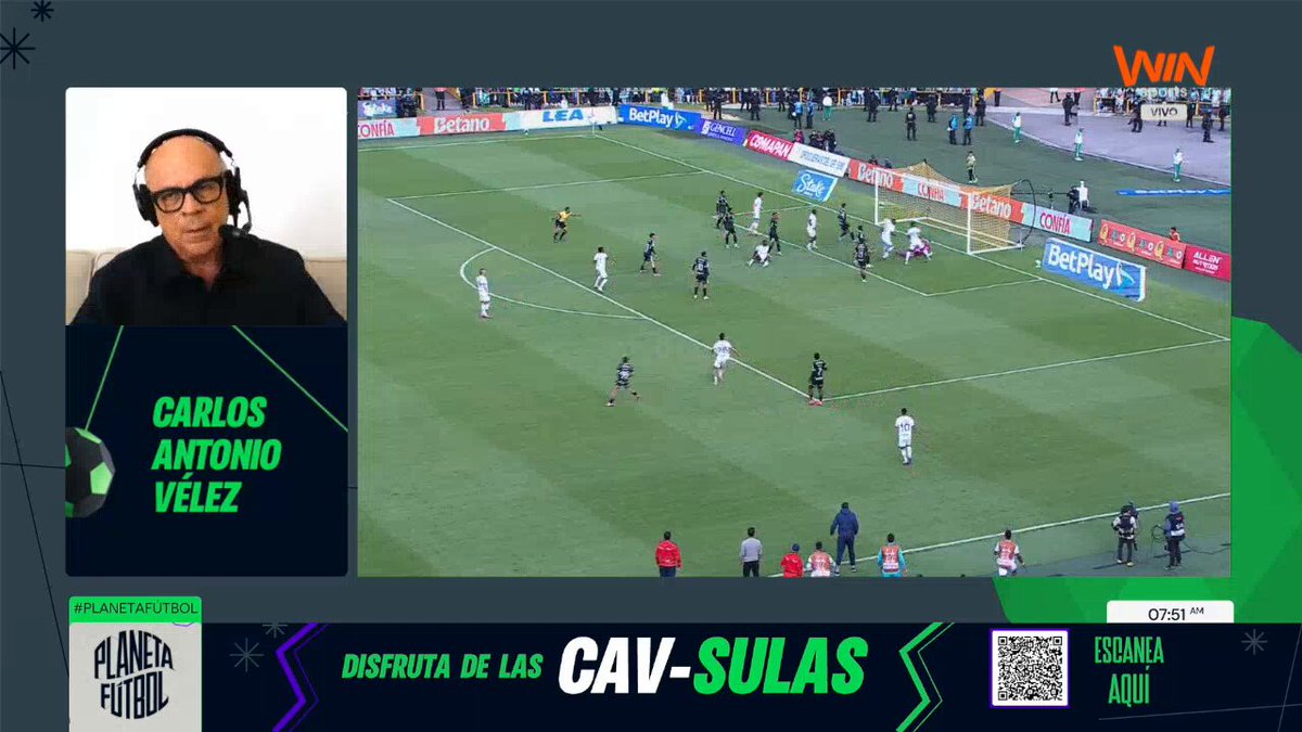 "Gol de Junior, ¿existe o no interferencia después de que Paiva tire a puerta? Para mí es un gol anulable, pero hay que entrar en detalle e interpretación del jugador que está ahí": Carlos Antonio Velez 🪐⚽ 📺 Estamos en vivo con #PlanetaFútbol, por Win.