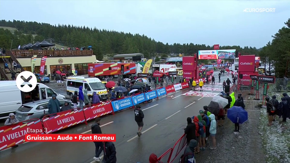 ❗ La tercera etapa de La Vuelta, anulada por la mala metereología en el final de Font Romeu. No habrá ganador ni se tomarán tiempos para la general. #LaVuelta26 #LaCasadelCiclismo