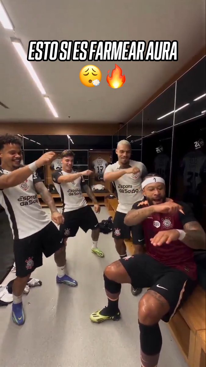 EXCESO DE AURA 🥵🔥 😎 La conexión de los jugadores del Corinthians va más allá del campo. 📹 Memphis Depay