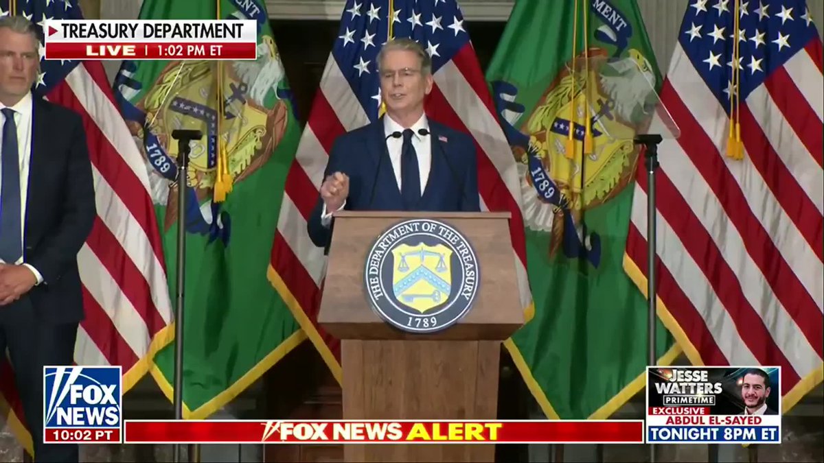 NOW: Treasury Secretary Scott Bessent announces “Operation Economic Outcast,” a new global campaign targeting Iran’s financial networks and international enablers, at President Trump’s direction. "D-Day marked the historic beginning of a campaign with our allies to target and drive the enemy from its positions, including those in third countries." "Today, in that same spirit, we are launching an economic onslaught against Iran's financial connections around the globe."