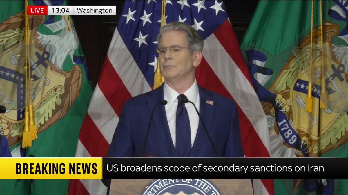 "Our objective is to sever every economic lifeline that sustains this tyrannical regime until Tehran stands alone." US Treasury Secretary Scott Bessent says his department will "tighten the noose" around funding for the Iranian government. Iran latest: