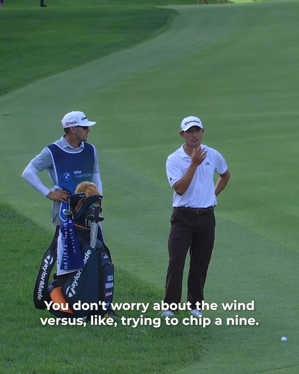 Perfecting the club choice to make birdie 👏 Collin Morikawa and his caddie Urbanek's better decision led to a strong start at the BMW Championship. (Presented by Aon)