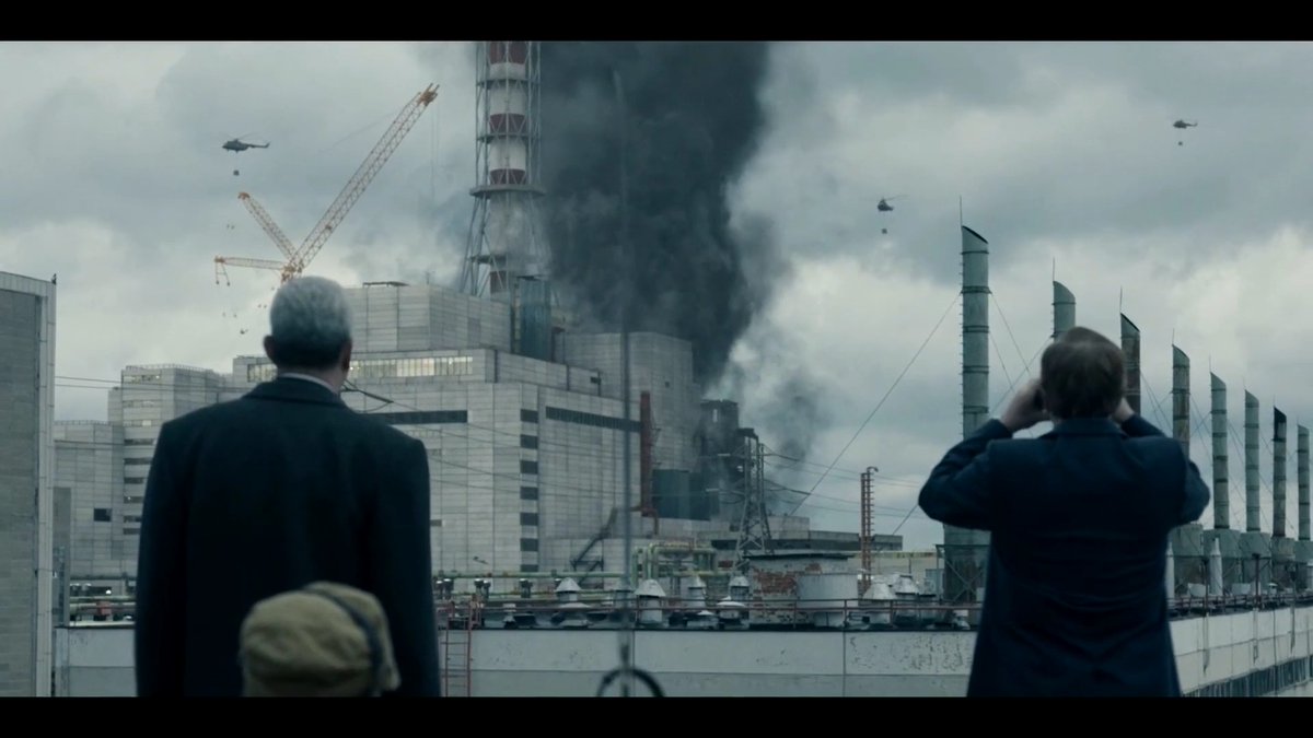 What makes the Chernobyl helicopter crash so terrifying is how cold it is. No music swell or dramatic speeches. Just Stellan Skarsgård and Jared Harris (65 today) staring in silence as it unfolds "The only thing was, don't react too much. That was the only thing we thought about"