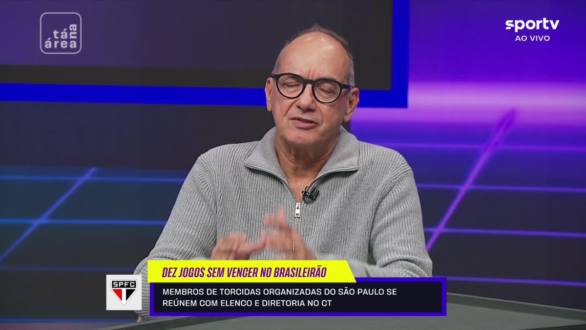 No #TáNaÁrea, Ledio Carmona diz que o principal erro do São Paulo, no Brasileirão, foi mandar Crespo embora. #Futebol #SãoPaulo