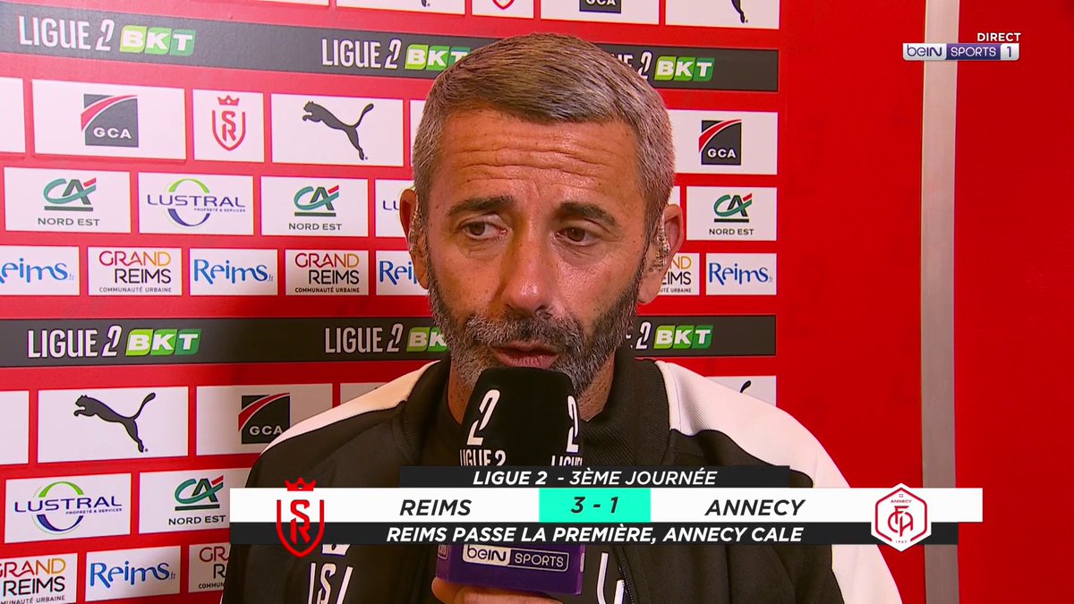 [📺 LIVE] 🇫🇷 #SDRFCA 🎙️ Nicolas Usaï (Reims) : "Il fallait faire preuve de caractère et lâcher les chevaux" #beINLigue2