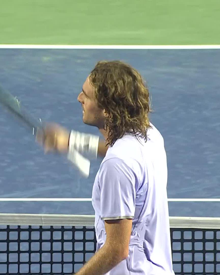 Made to work 😤 Stefanos Tsitsipas saves a set point to outlast Brooksby in a tricky opening match to get his first win in Winston Salem! #WSOpen