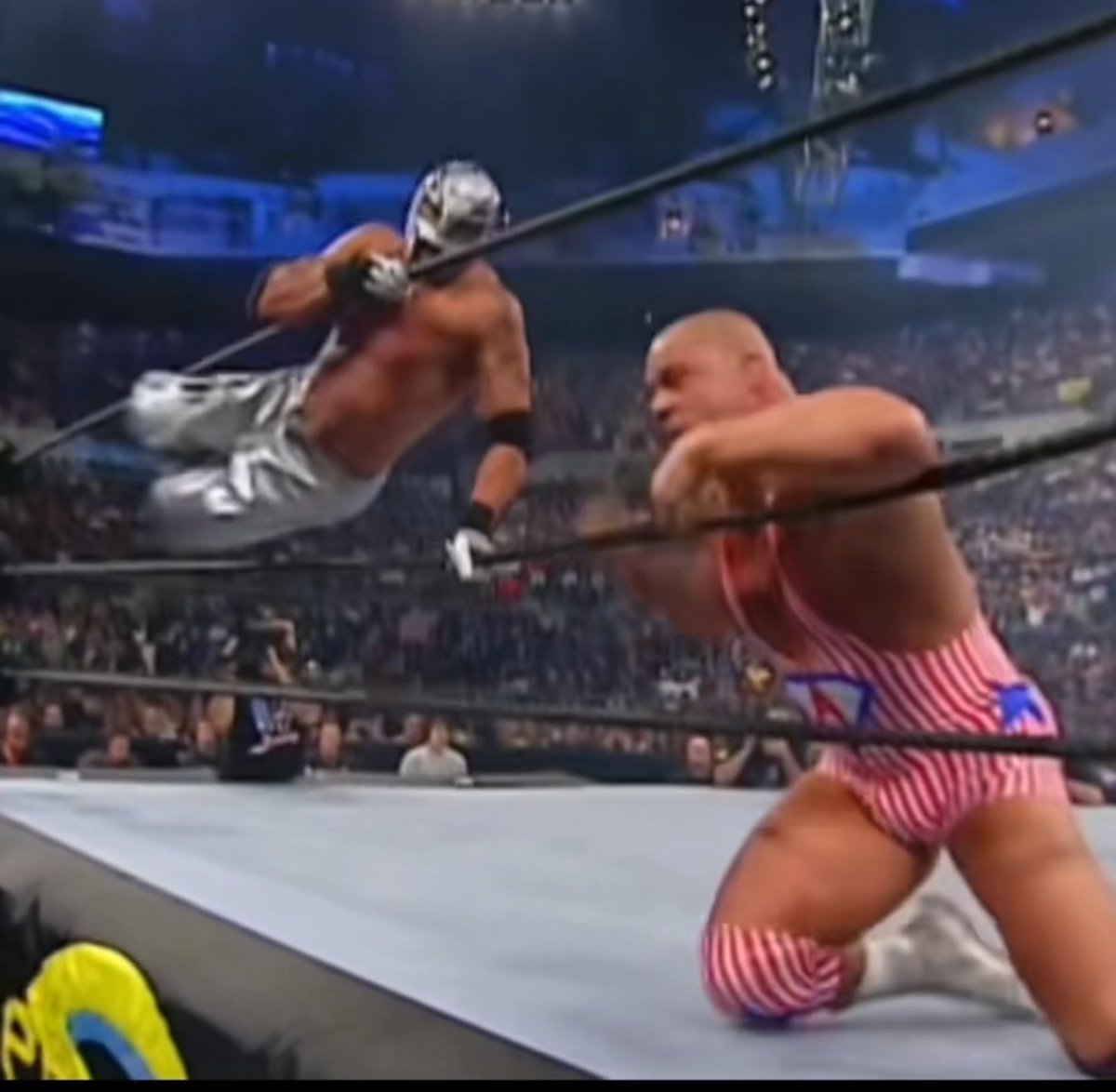Fun Fact: Rey Mysterio and Kurt Angle did not work ANY house shows to prepare for this upcoming match just went out and put on a classic. 💐💐💐💐💐💐
