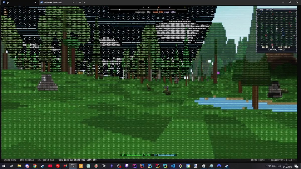 【ニュース】“ターミナル上で動く”オープンワールドRPG『Swaggerfall』お披露目。「ASCII文字」製3Dファンタジー世界、打鍵が紡ぐロマンな冒険