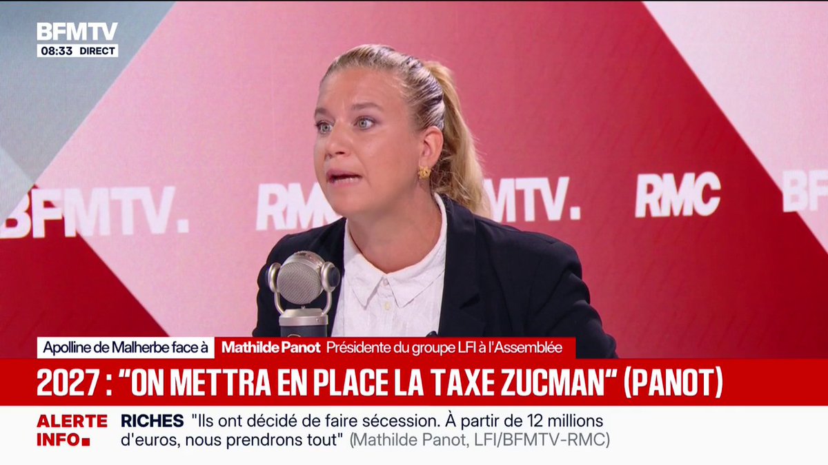 "Les ultra-riches ont tout accaparé", estime Mathilde Panot, présidente du groupe LFI à l'Assemblée nationale