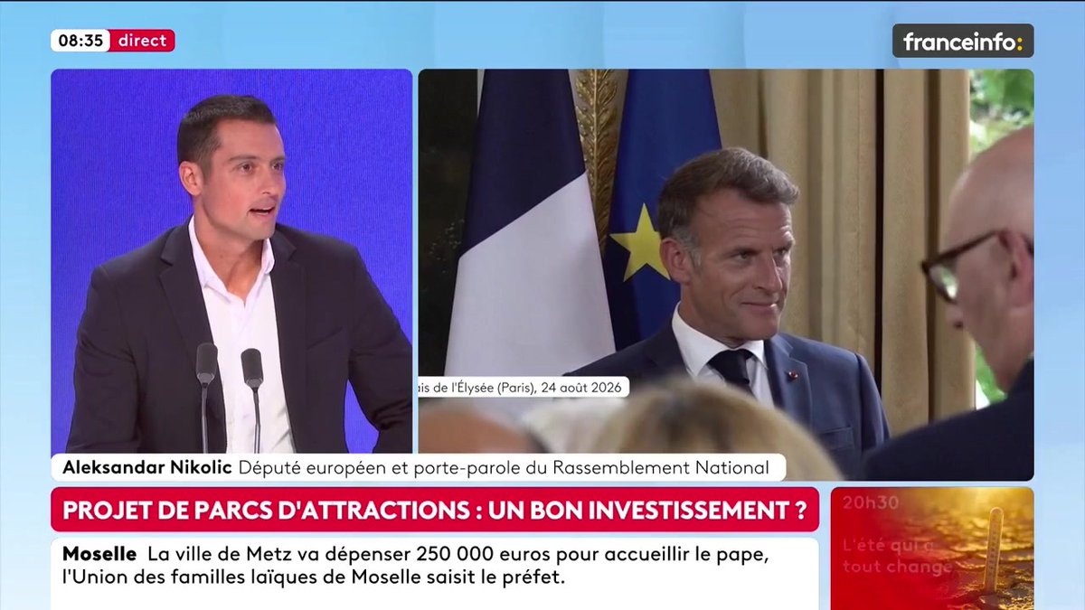 🔴 Parc d’attractions Dragon Ball : un bon investissement ? ➡️ "Peut-être que ça aurait été mieux de mettre en avant […] un parc sur l’histoire de l’aviation […] autour de Léonard de Vinci ou de Napoléon", dit Aleksandar Nikolic, député européen et porte-parole du RN