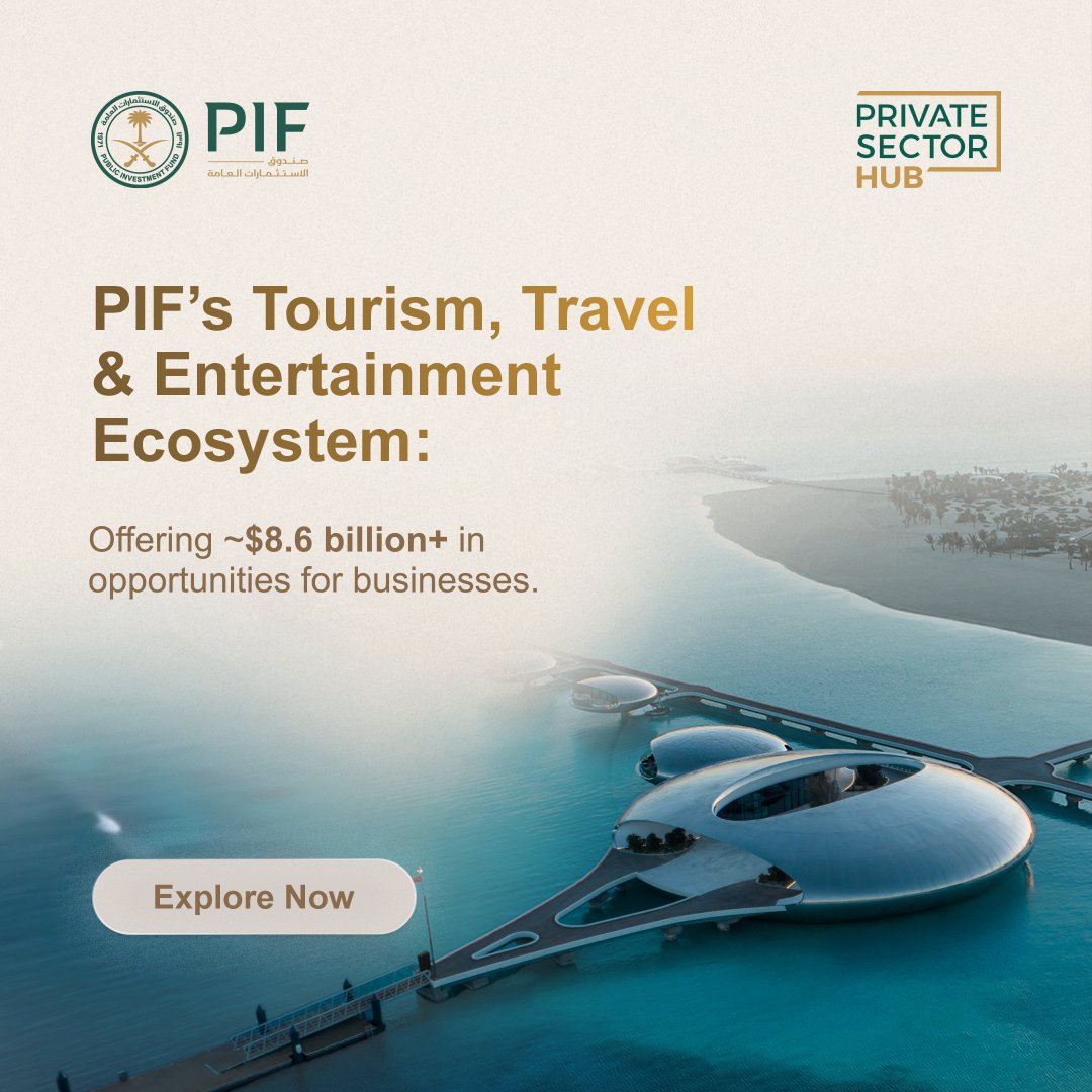 PIF's Private Sector Hub connects businesses and suppliers to opportunities with PIF portfolio companies across five ecosystems. Explore 17 opportunities in the Tourism, Travel & Entertainment ecosystem, with a total value of more than ~ $8.6 billion.