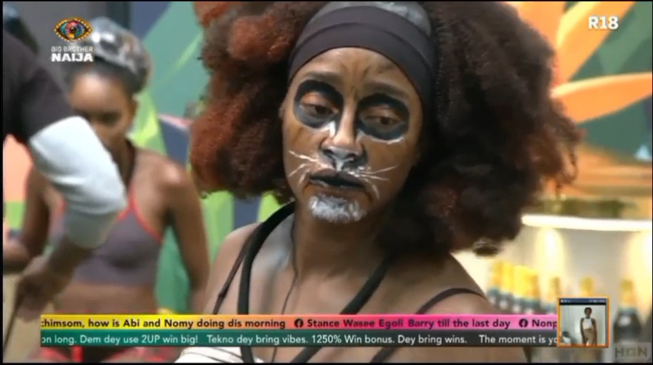 Keivo turned Sheba to a lioness with painting This level of talent deserves 50m votes 😲 #BBNaija ✍️
