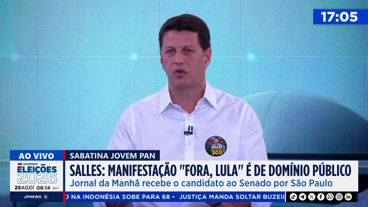Ricardo Salles critica decisão da Justiça Eleitoral sobre adesivos escritos “Fora Lula” 📺 Confira ao vivo: #JornalDaManhã