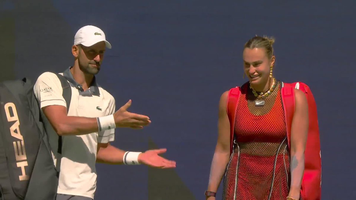 Djokovic. Sabalenka. On the same side of the net 🤩 They take on doubles world No.1s Patten/Siniakova!