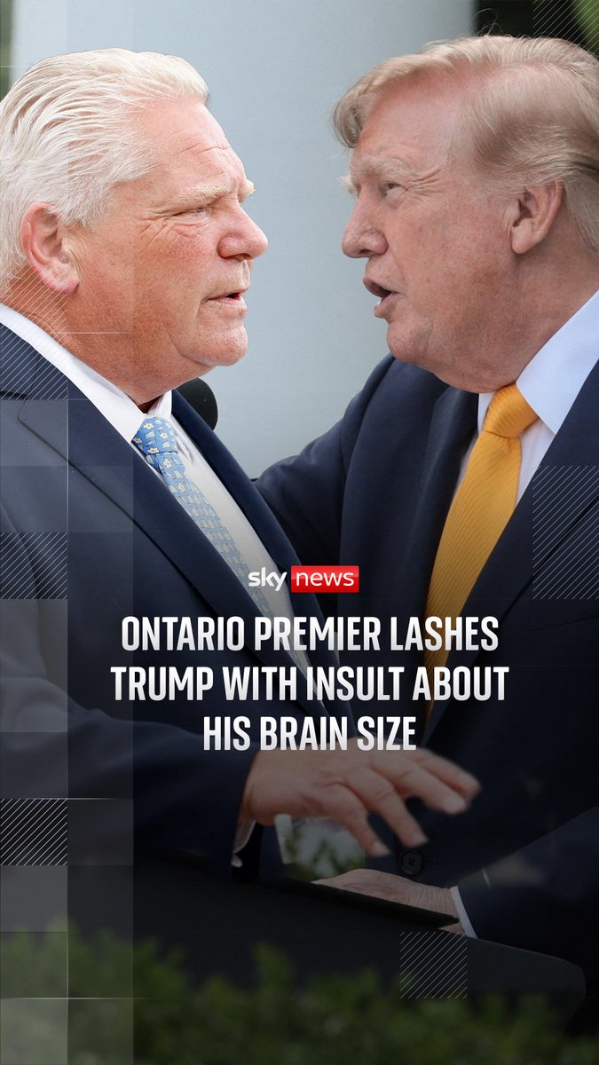 Ontario premier, Doug Ford, said Canada should target 'deep red states' in the US as he backed Prime Minister Mark Carney to respond to Trump's tariffs 'dollar for dollar'. President Trump raised tariffs on some Canadian goods to 50% after talks between the two countries collapsed. 🔗