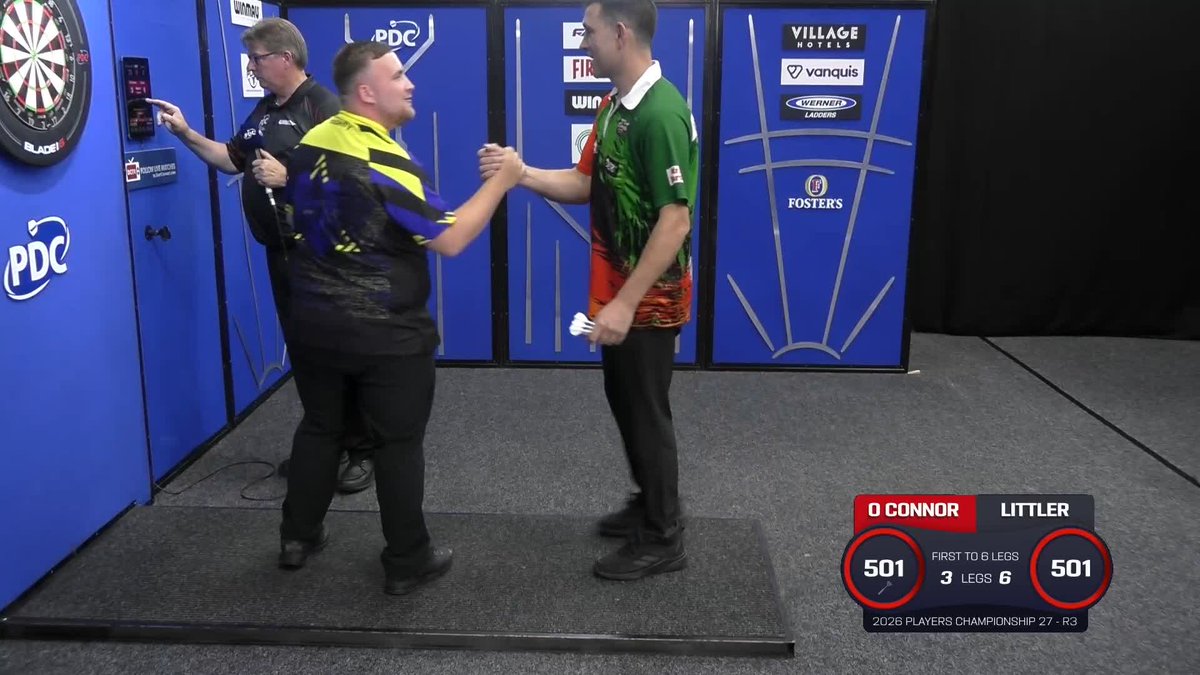 LITTLER DENIES THE MAGPIE! Luke Littler advances to round four in Leicester, defeating William O'Connor 6-4 on Streaming Board Two. How far will The Nuke go in his first ProTour event of 2026? 👀 📺 #PC27