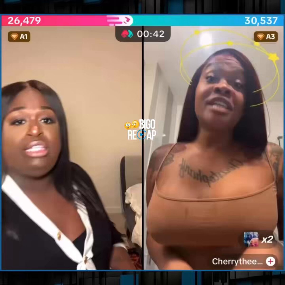 The olive branch has been extended. After years of bad blood , #Drebaby &amp; #CherryTheeBoom have called a truce yet again. Things went from ALL OUT WAR to finding common ground… Will this peace last for real this time? Take a look! 🤬➡️🤗 🫱🏾‍🫲🏽 #Bigorecap #Bigolive #Bigousa #Bigo