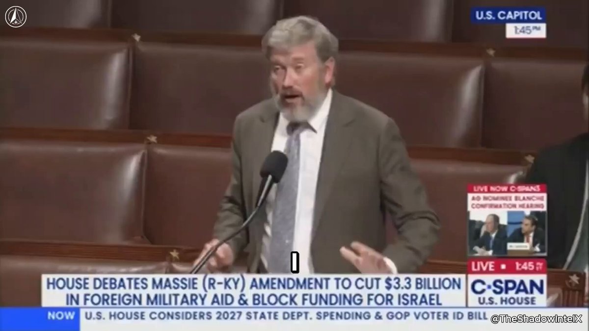 Thomas Massie: "I am particularly concerned this year about the foreign aid to Israel. "There have been 70,000 casualties in Gaza, and I don't think we should be part of that. "American taxpayers should not be conscripted into funding the military adventures of Israel."
