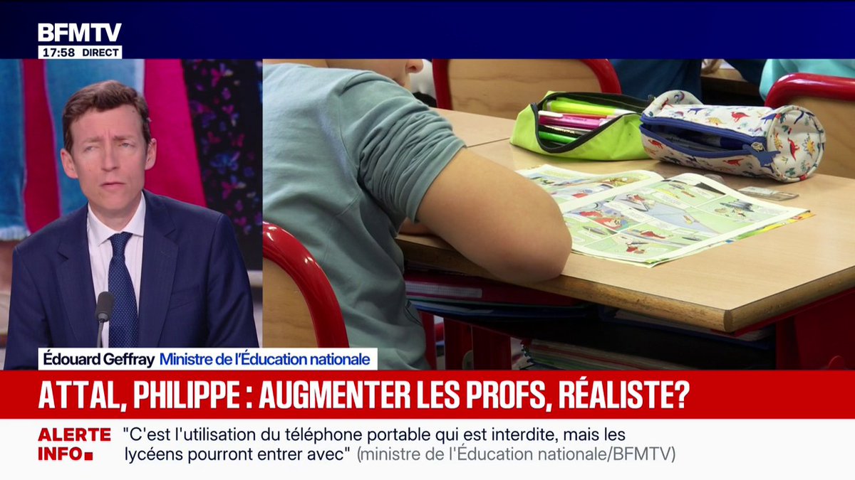 Salaire des professeurs: "Il faut continuer à faire des efforts au cours des prochaines années, en fonction des contraintes budgétaires, pour mieux rémunérer les professeurs", estime Édouard Geffray, ministre de l'Éducation nationale
