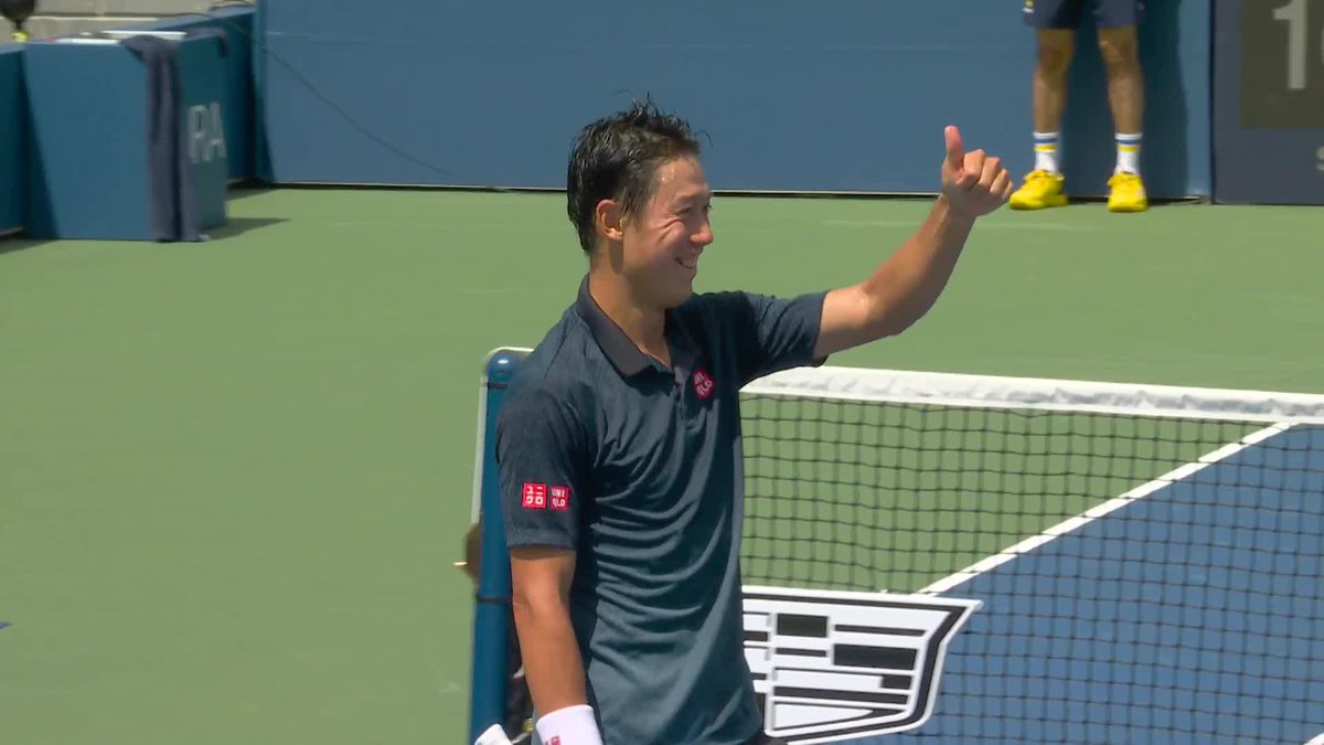 Thumbs up for Kei 👍 2014 finalist Kei Nishikori is through to qualifying R2!