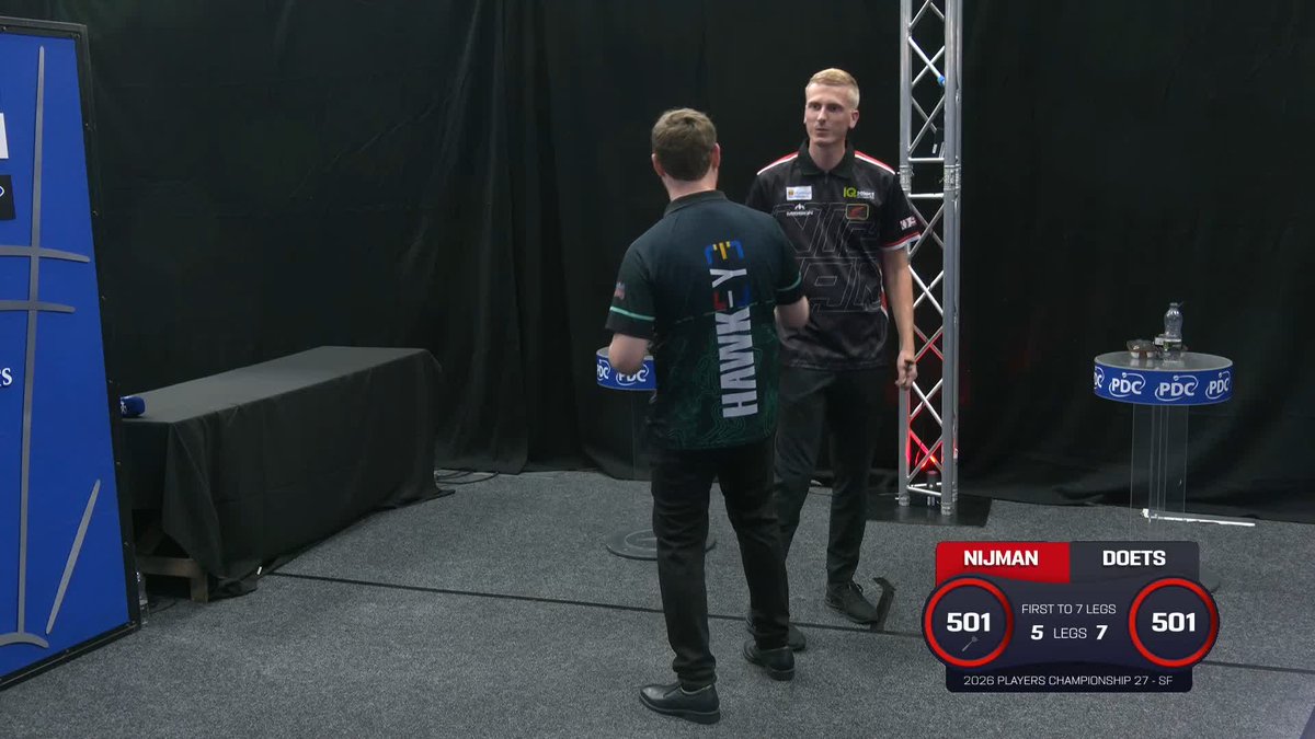 DOETS INTO THE FINAL! 🔥 Kevin Doets is through to the #PC27 final in Leicester, as the Dutchman defeats his compatriot Wessel Nijman 7-5 to book his spot in today's showpiece! 📺 #PC27