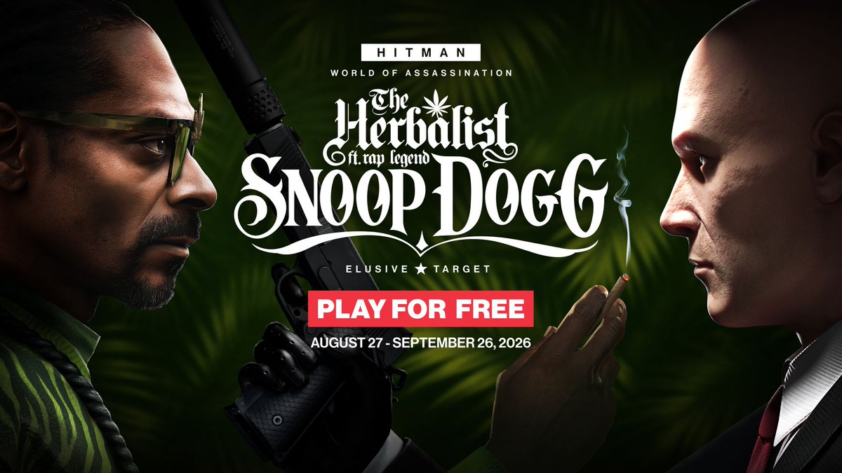 A new snack 🍪 is about to take the world by storm, and it’s up to you to serve Dr. Cyrus Cane a taste of his own medicine. 🎯 Snoop Dogg enters HITMAN World of Assassination as the next Celebrity Elusive Target. Snoop Dogg Do you have what it takes to put an end to the deliciousness? 💀 Play for FREE from August 27th. #HITMAN #Agent47 #TheHerbalist #Snoopdogg #Gamescom #OpeningNightLive