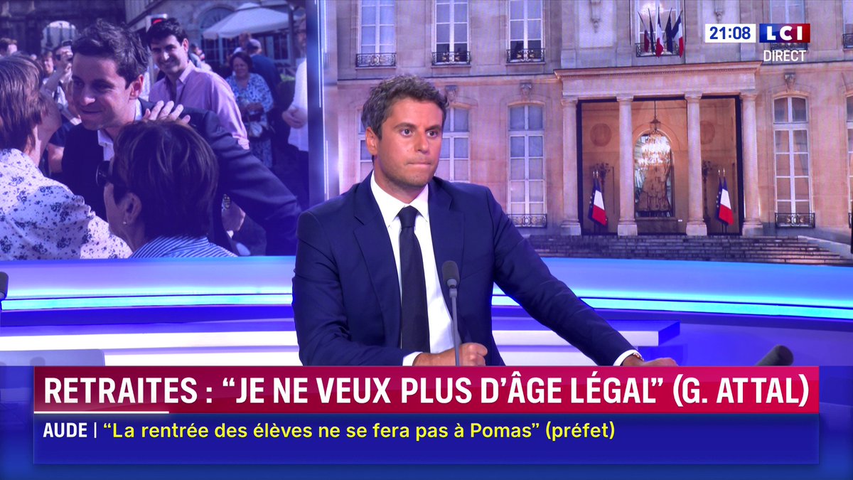🗣️ "Nous avons d'excellents rapports avec Édouard Philippe, on se parle régulièrement, heureusement, nous sommes tous les deux conscients de la responsabilité qui est devant nous", confie Gabriel Attal 📺 Face à Darius Rochebin sur LCI