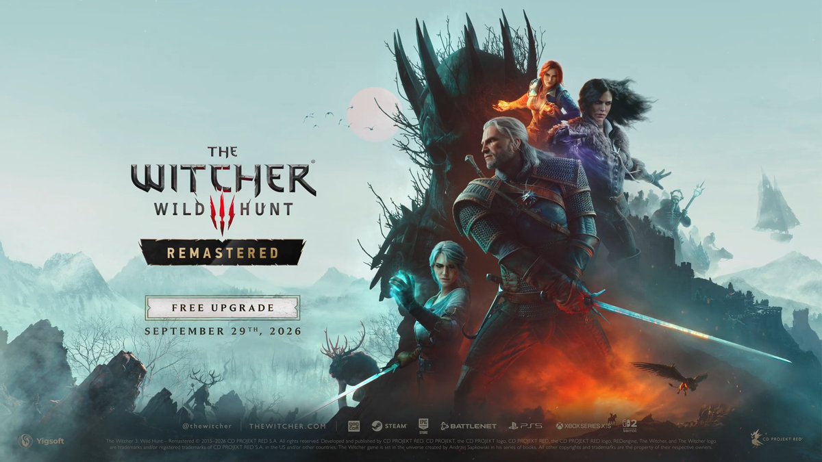 The Witcher 3 Wild Hunt is getting a Remaster, and it's a free upgrade for those who already own the title 🙌 #Gamescom
