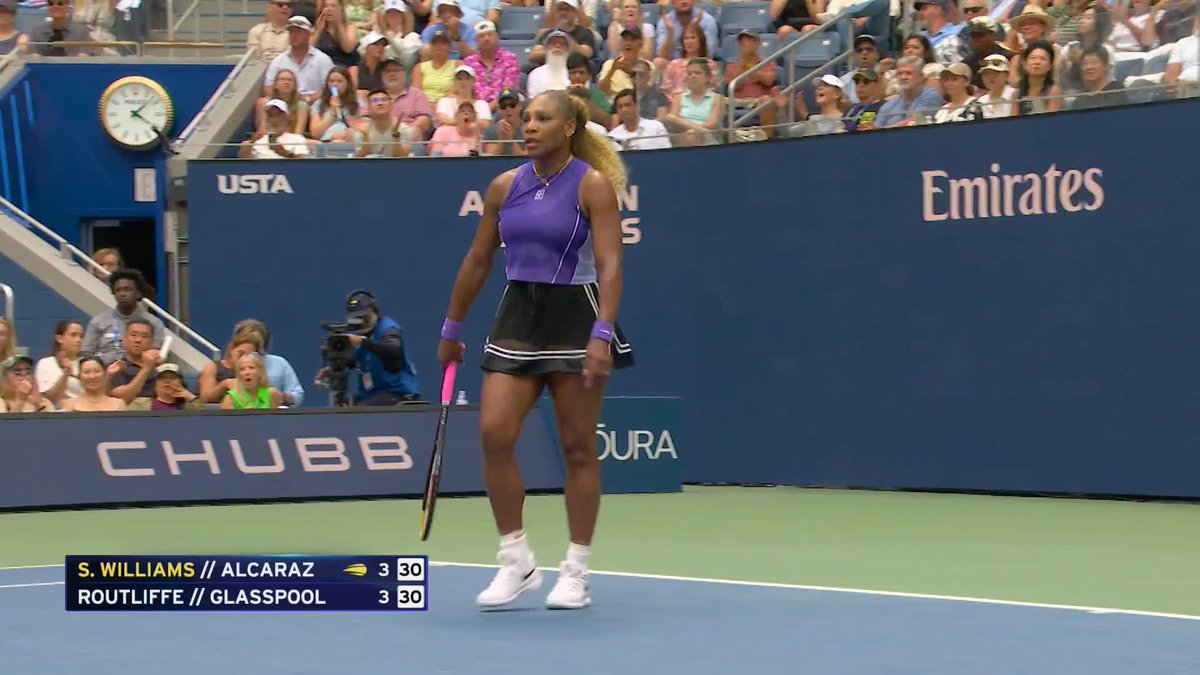 Four unreturned serves (two were aces) in one game from Serena Williams. That's what she does.