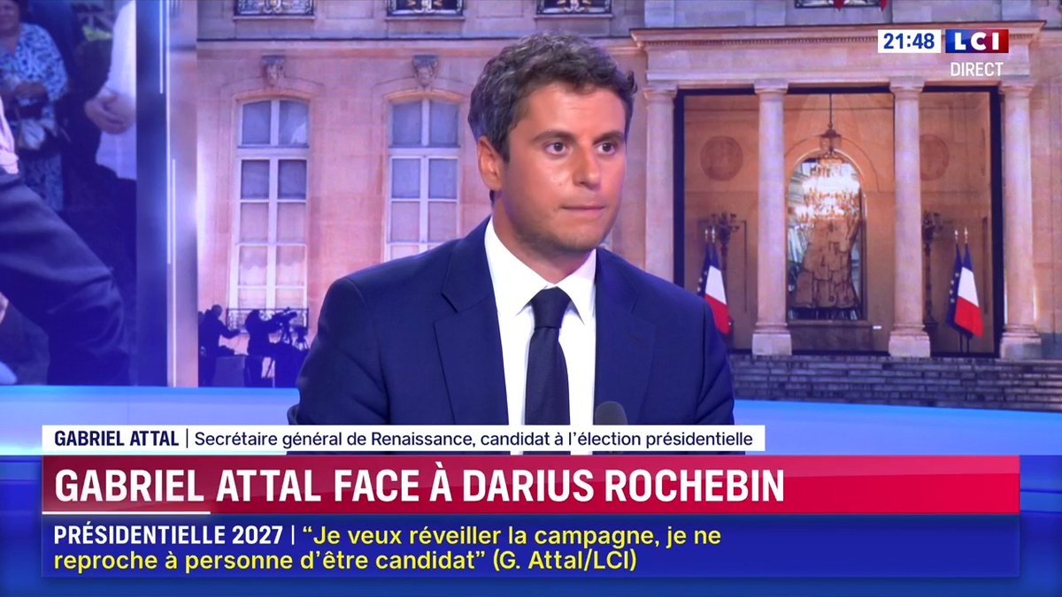 Je suis candidat à cette élection présidentielle pour la gagner grâce à un projet solide, optimiste et une vision claire pour la France. Qu'il s'agisse de l'École, de l'intelligence artificielle ou de l'urgence écologique comme la gestion de l'eau, les défis de notre pays sont immenses, j'ai une réponse à ces défis. Et je vais convaincre les Français de me faire confiance.