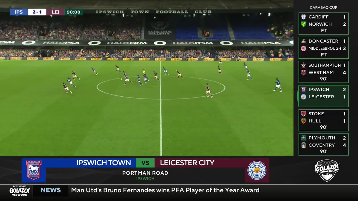 MARCELINO NÚÑEZ THAT IS SENSATIONAL 🤯 The Ipswich midfielder scores from just inside the half to put the home side 3-1 up 🔥 Stream the Carabao Cup on Paramount+ 📺